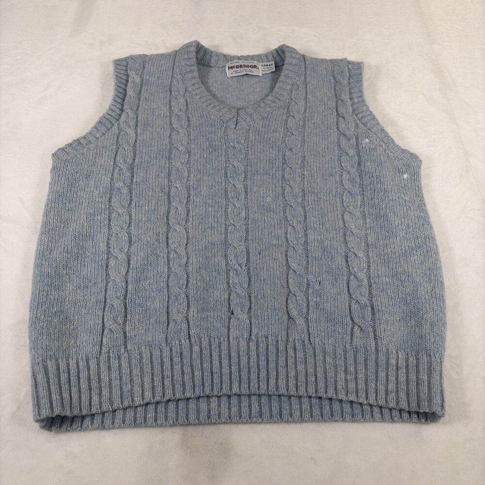 Vintage McGregor V-Neck Sweater Vest Light Blue Size Large Benefits Charity